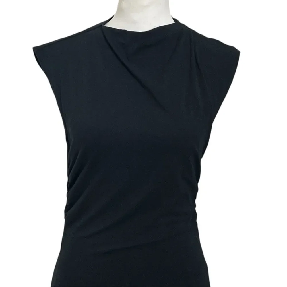 Reformation Alden Mini Dress Size Medium Black Ruched Organic Cotton Sleeveless - Picture 7 of 10
